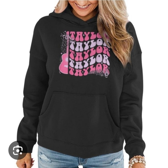 Taylor Swift Tops - Retro TAYLOR First Name Personalized Groovy 80's Unisex Hooded Sweatshirt Small